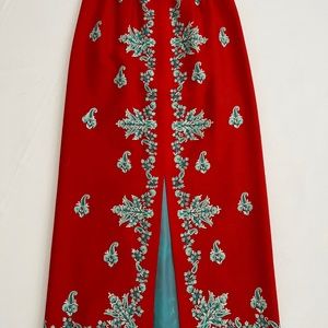 Vintage Handmade Wool Skirt with Embroidery Holiday Christmas